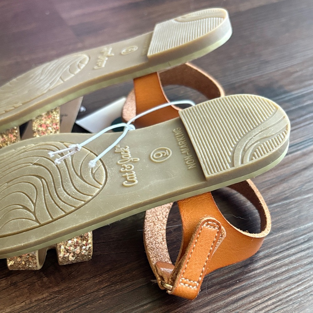 Cat & Jack Glittery Gold and Brown Kids Sandals - Picture 5 of 8